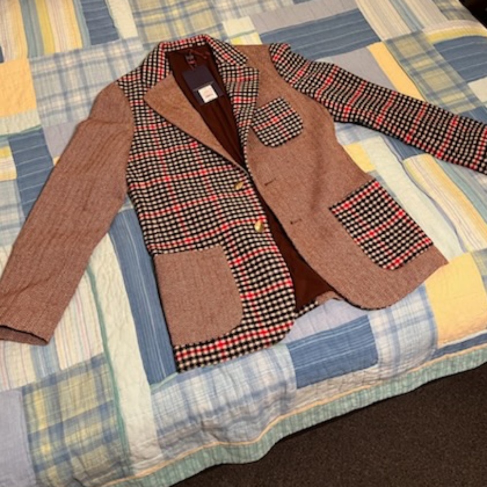 Rowing Blazers Blazer Men Small Herringbone Houndstooth Patchwork Wool Jacket